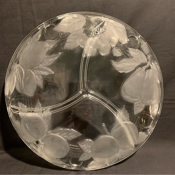 Sango Victoria & Beale 3-Part Clear Glass Platter Forbidden Fruit Pattern Japan - Picture 3 of 5